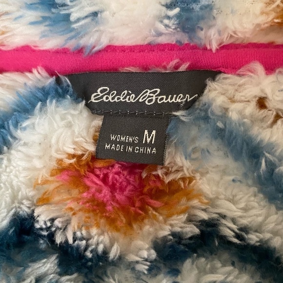 Eddie Bauer Size M Midweight Plush Quarter Zip Fleece Pullover Vanilla Aztec - Picture 8 of 9